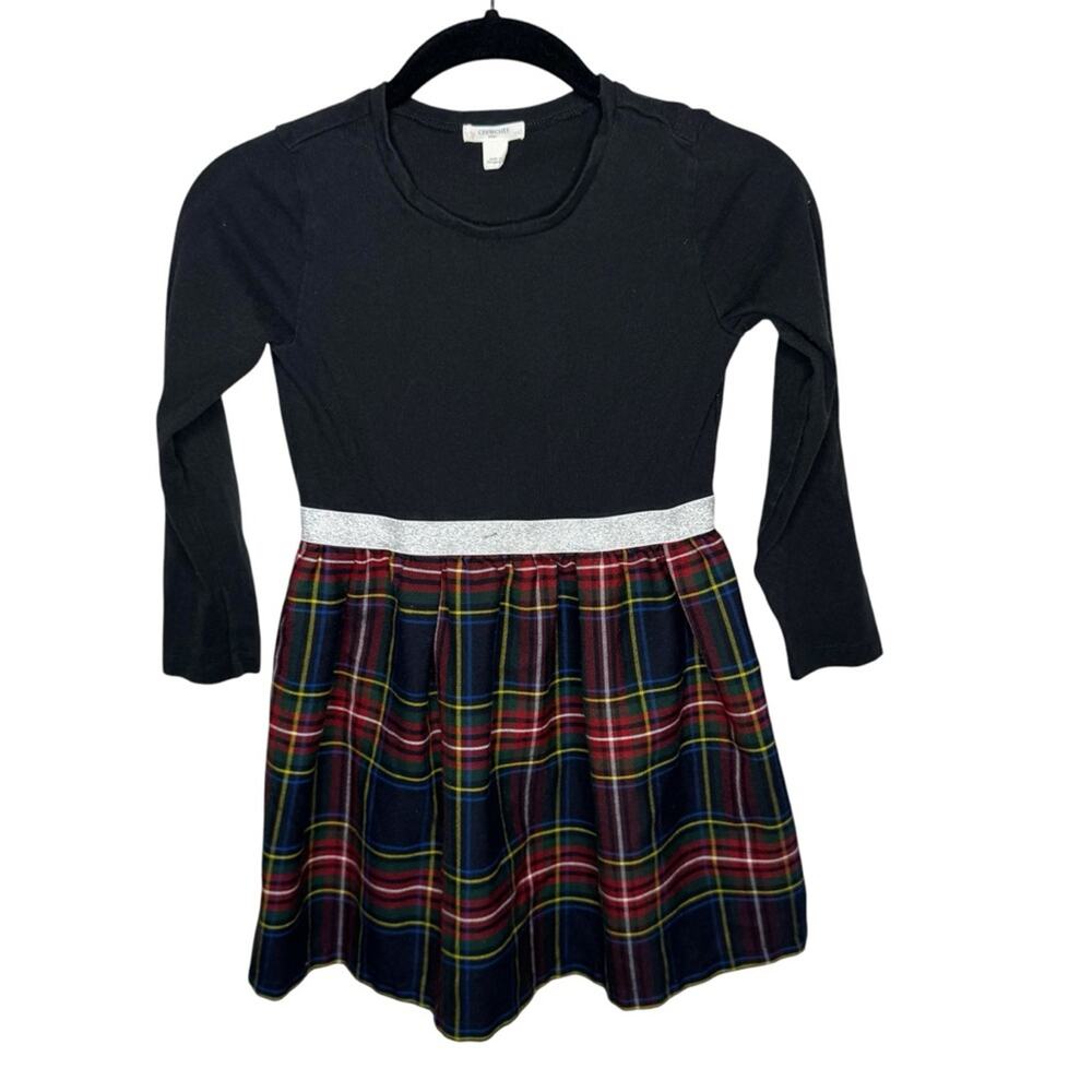 CREWCUTS / J.Crew black red blue green tartan plaid long sleeve dress / 7